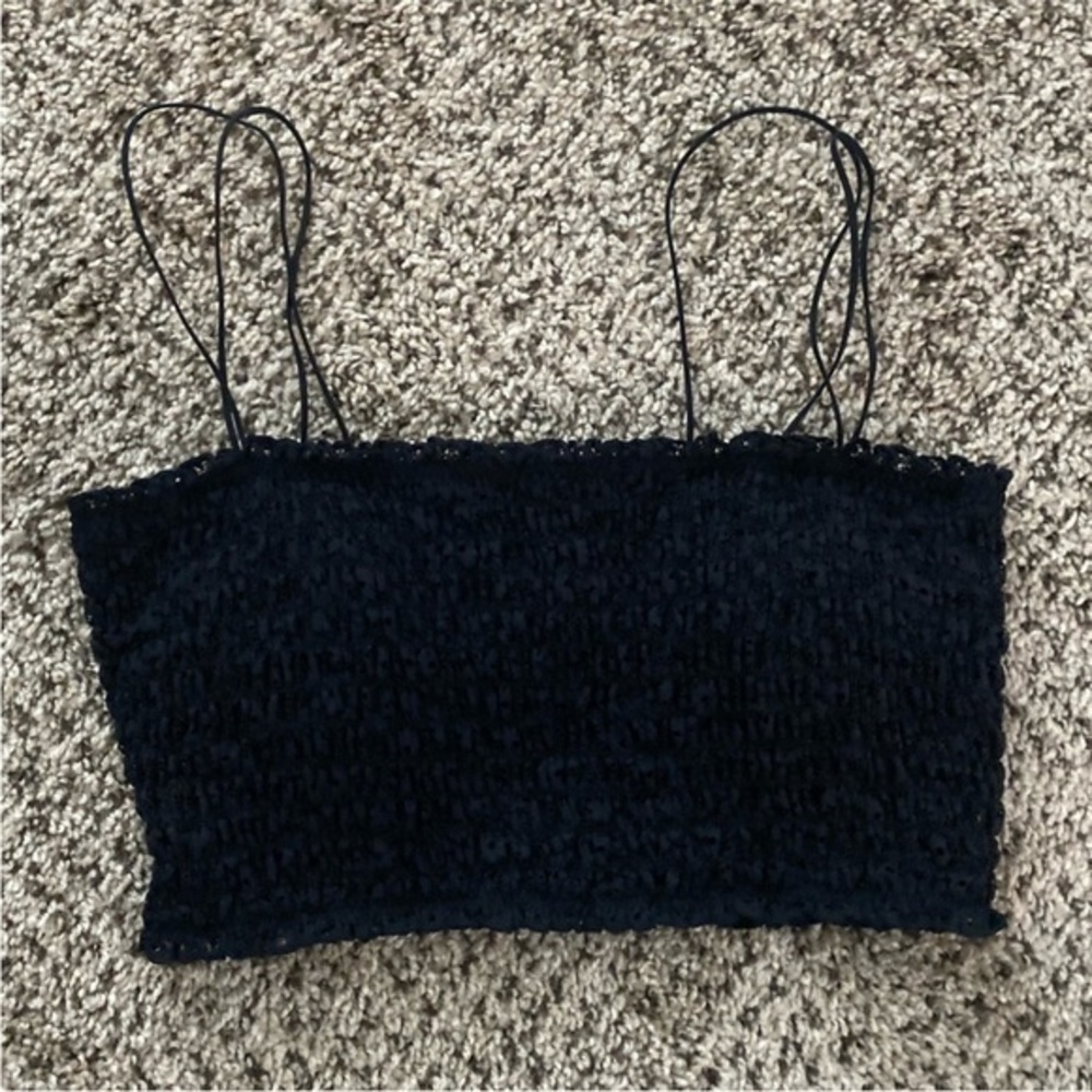 New Hollister Gilly Hicks Smocked Lace Bra Bralette Top Black Size XS